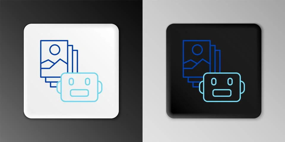 Line Artificial intelligence robot icon isolated on grey background. Machine Stock Illustration
