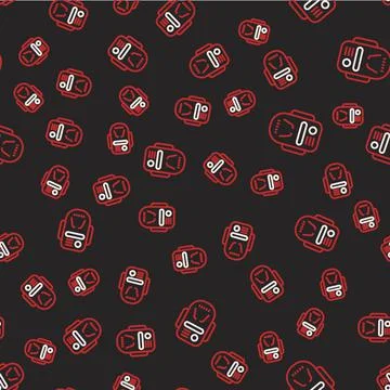 Line Artificial intelligence robot icon isolated seamless pattern on black Stock Illustration