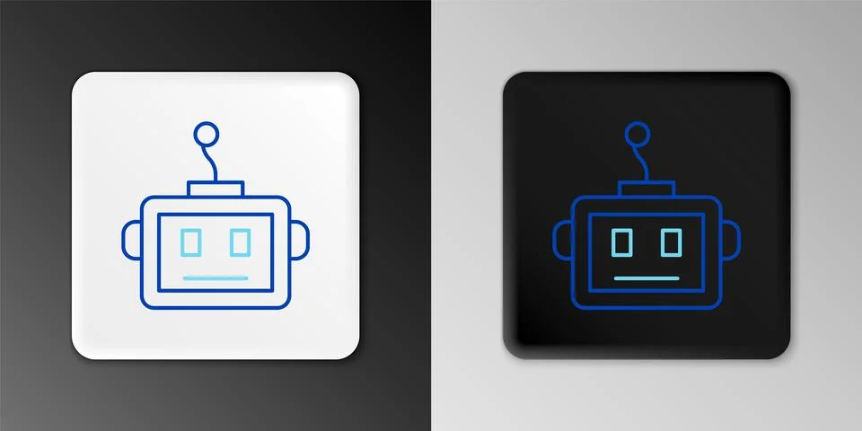 Line Artificial intelligence robot icon isolated on grey background. Machine Stock Illustration