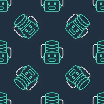 Line Artificial intelligence robot icon isolated seamless pattern on black 스톡 일러스트