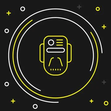 Line Artificial intelligence robot icon isolated on black background. Machine Stock Illustration