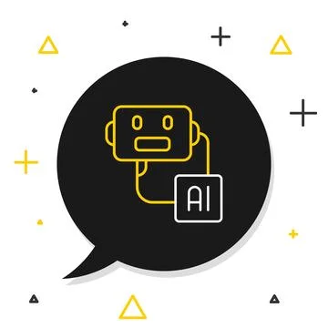 Line Artificial intelligence robot icon isolated on white background. Machine Stock Illustration