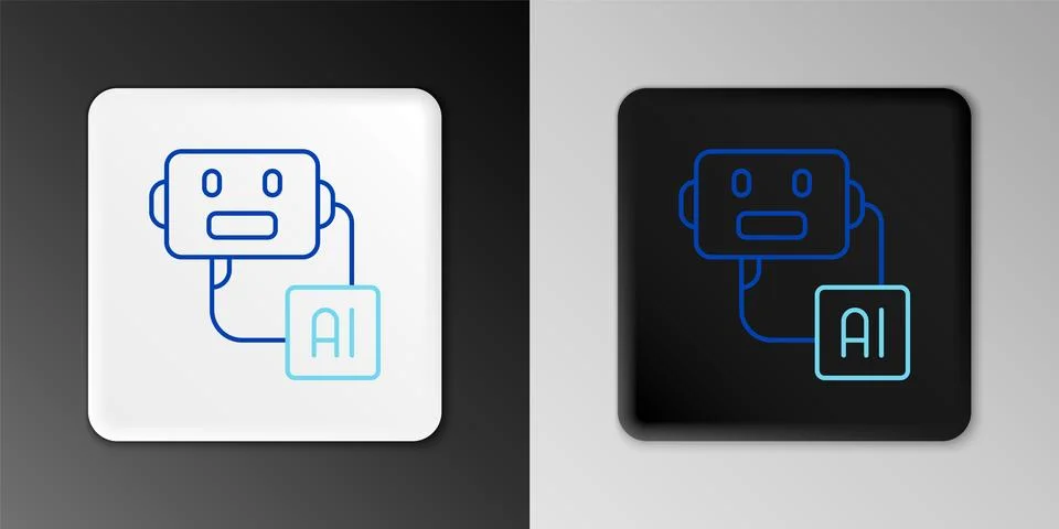 Line Artificial intelligence robot icon isolated on grey background. Machine Stock Illustration