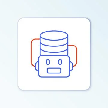 Line Artificial intelligence robot icon isolated on white background. Machi.. Stock Illustration