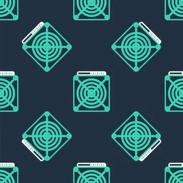 Line ASIC Miner icon isolated seamless pattern on black background Illustrazione stock