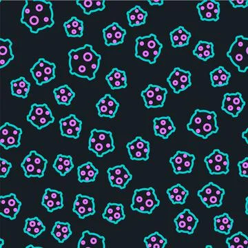 Line Asteroid icon isolated seamless pattern on black background. Vector Stockillustratie