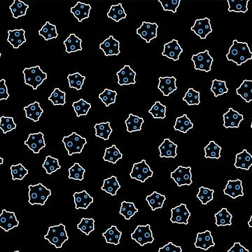 Line Asteroid icon isolated seamless pattern on black background. Vector 库存插图