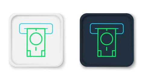 Line ATM - Automated teller machine and money icon isolated on white background Stock Illustration