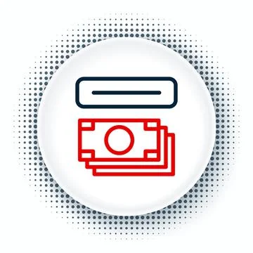 Line ATM - Automated teller machine and money icon isolated on white background Stock Illustration