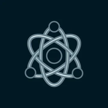 Line Atom icon isolated on black background. Symbol of science, education, .. Stock Illustration