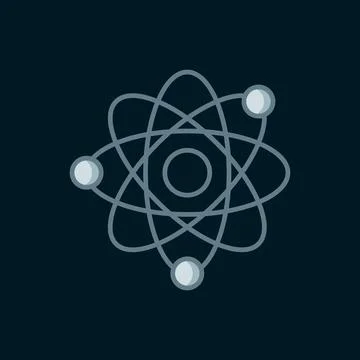 Line Atom icon isolated on black background. Symbol of science, education, .. Stock-Illustration