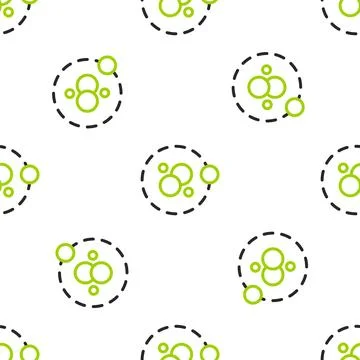 Line Atom icon isolated seamless pattern on white background. Symbol of science Stock Illustration