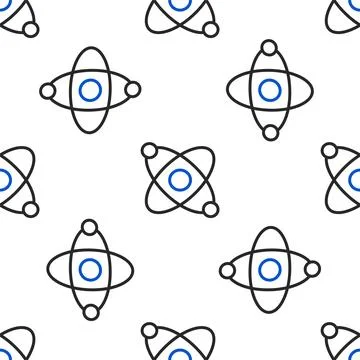 Line Atom icon isolated seamless pattern on white background. Symbol of sci.. Stockillustratie