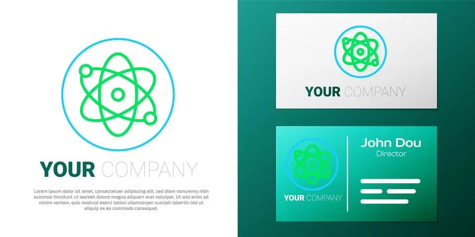 Line Atom icon isolated on white background. Symbol of science, education Stock Illustration