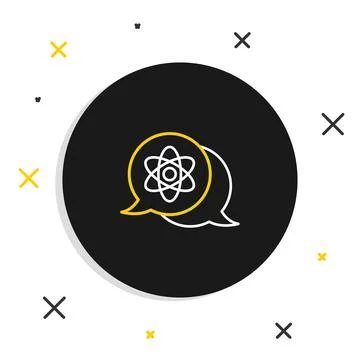 Line Atom icon isolated on white background. Symbol of science, education Illustrazione stock