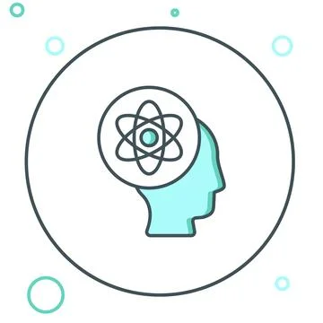 Line Atom icon isolated on white background. Symbol of science, education, .. 스톡 일러스트