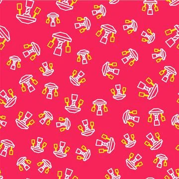 Line Attraction carousel icon isolated seamless pattern on red background Stock Illustration