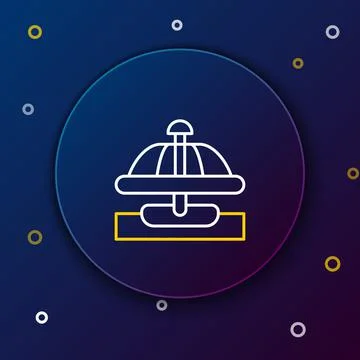 Line Attraction carousel icon isolated on blue background. Amusement park. Ch Stock Illustration