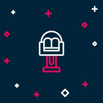 Line Attraction carousel icon isolated on blue background. Amusement park Ilustración de archivo