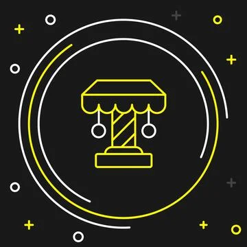 Line Attraction carousel icon isolated on black background. Amusement park Stock Illustration