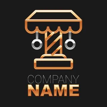 Line Attraction carousel icon isolated on black background. Amusement park Stock Illustration
