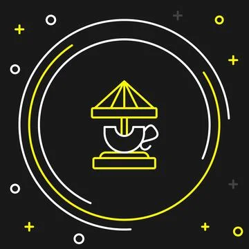 Line Attraction carousel icon isolated on black background. Amusement park... Ilustración de archivo