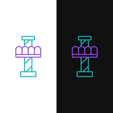 Line Attraction carousel icon isolated on white and black background. Amuse.. Stock Illustration