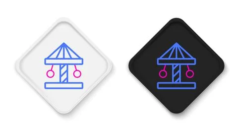 Line Attraction carousel icon isolated on white background. Amusement park... Illustrazione stock