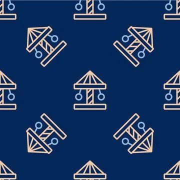 Line Attraction carousel icon isolated seamless pattern on blue background... Illustrazione stock