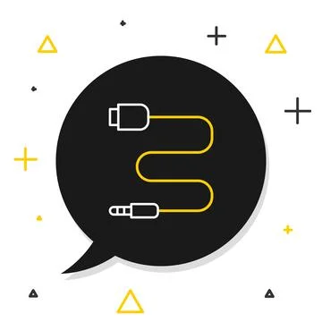 Line Audio jack icon isolated on white background. Audio cable for connection Illustrazione stock