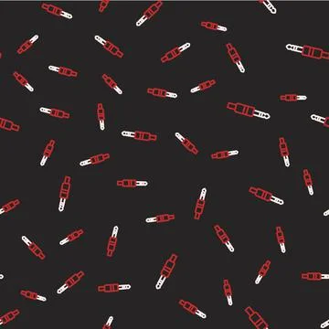 Line Audio jack icon isolated seamless pattern on black background. Audio cable Stock Illustration