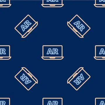 Line Augmented reality AR icon isolated seamless pattern on blue background Stock Illustration
