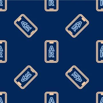 Line Augmented reality AR icon isolated seamless pattern on blue background イラスト素材