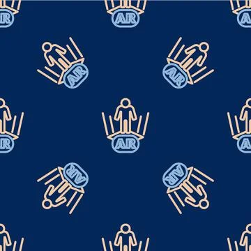 Line Augmented reality AR icon isolated seamless pattern on blue background イラスト素材