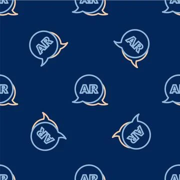 Line Augmented reality AR icon isolated seamless pattern on blue background Stock Illustration