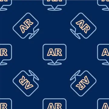 Line Augmented reality AR icon isolated seamless pattern on blue background Stock Illustration