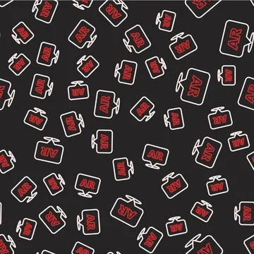 Line Augmented reality AR icon isolated seamless pattern on black background. Stock Illustration