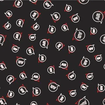Line Augmented reality AR icon isolated seamless pattern on black background Stock Illustration