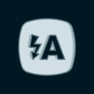 Line Auto flash icon isolated on black background. Automatic flash. Flat fi.. 스톡 일러스트