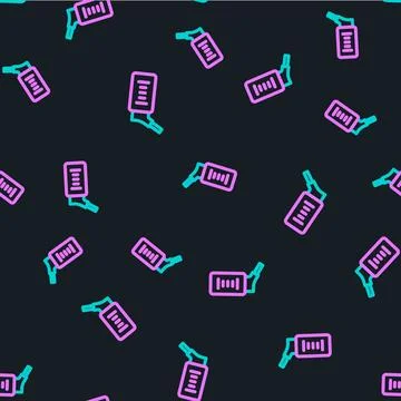 Line Automatic drinker for small pets icon isolated seamless pattern on bla.. Illustrazione stock