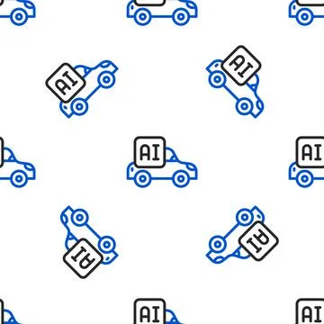 Line Autonomous artificial Intelligence smart car icon isolated seamless pattern 스톡 일러스트