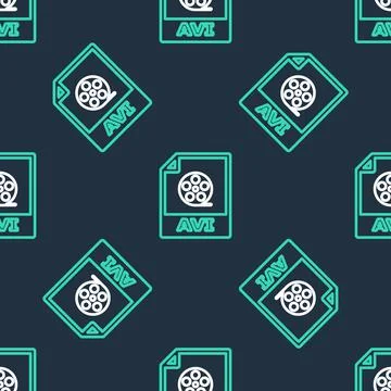Line AVI file document. Download avi button icon isolated seamless pattern on Stock Illustration