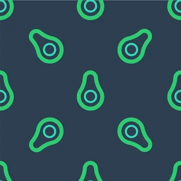 Line Avocado fruit icon isolated seamless pattern on blue background. Vector Stock Illustration