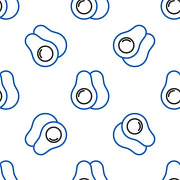 Line Avocado fruit icon isolated seamless pattern on white background. Colorful 스톡 일러스트