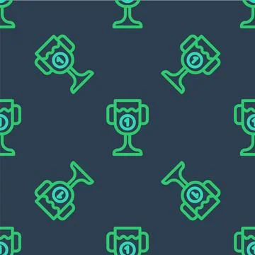 Line Award cup icon isolated seamless pattern on blue background. Winner tr.. Stock Illustration