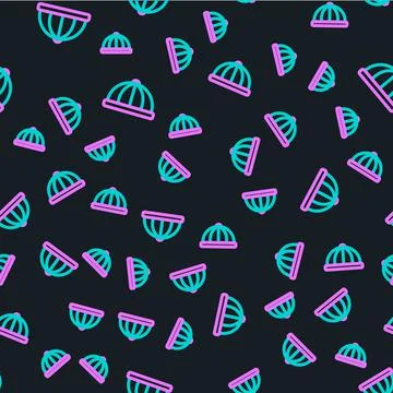 Line Baby hat icon isolated seamless pattern on black background. Vector Stock Illustration