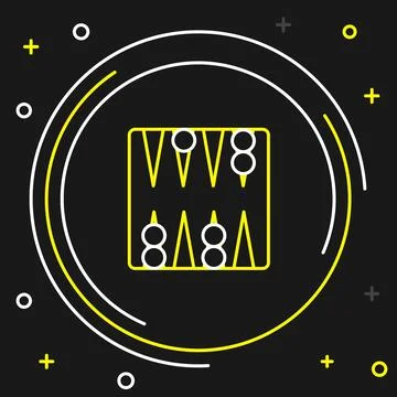 Line Backgammon board icon isolated on black background. Colorful outline Stock Illustration