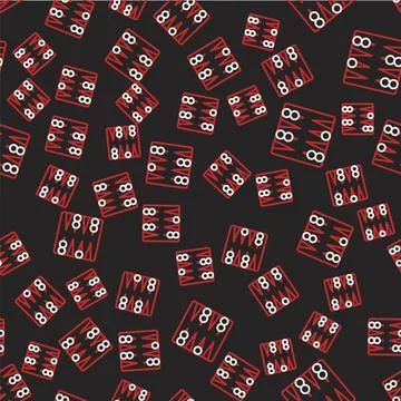 Line Backgammon board icon isolated seamless pattern on black background. Vector Stock Illustration