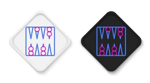 Line Backgammon board icon isolated on white background. Colorful outline Illustrazione stock
