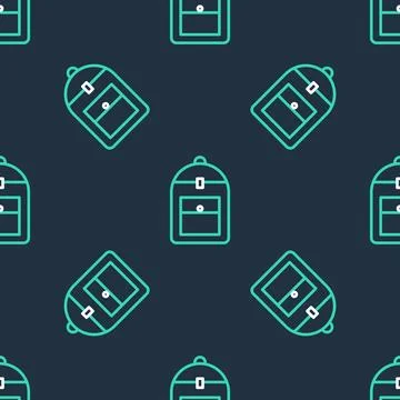 Line Backpack icon isolated seamless pattern on black background. Vector 스톡 일러스트